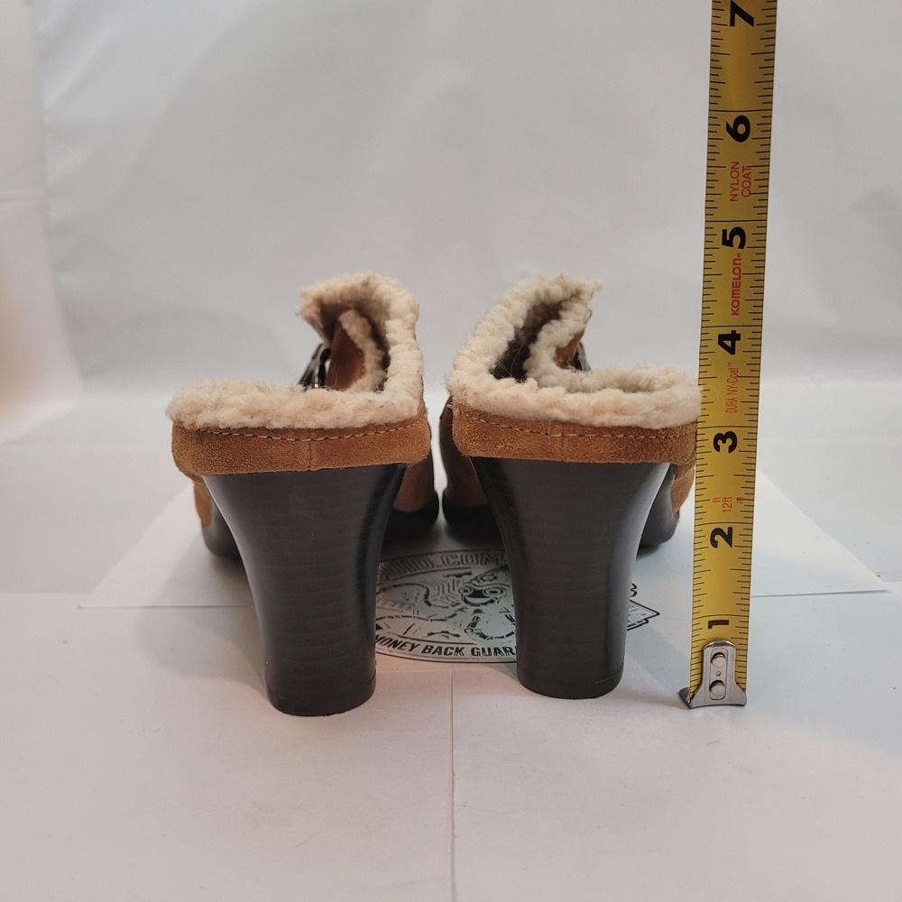 Aerosoles Cinchshearly Mules Women 9.5M Brown Suede Shearling Lined Block Heel - Picture 6 of 13